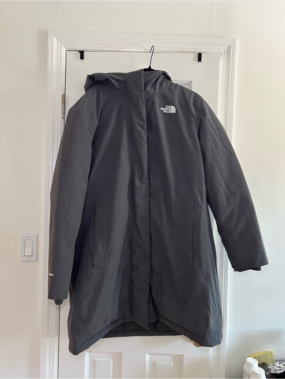 The North Face Women’s Gray Hooded Puffer Jacket - Picture 3 of 4